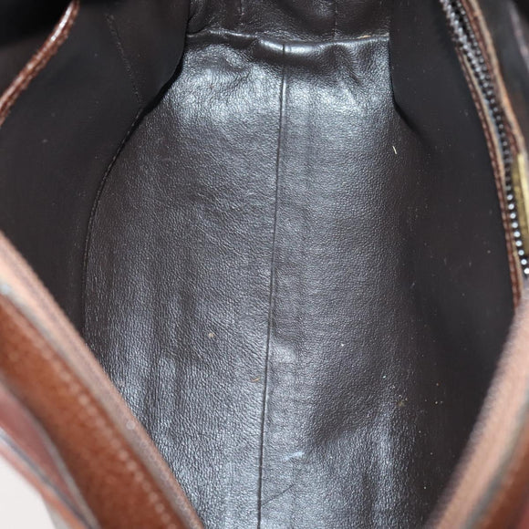 BALLY Hand Bag Leather 3 Set Brown Black Bordeaux Auth BA6632