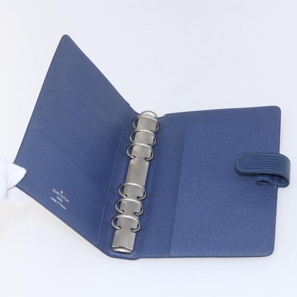 LOUIS VUITTON Epi Agenda MM Day Planner Cover Blue Myrtille R2004G Auth BA6678