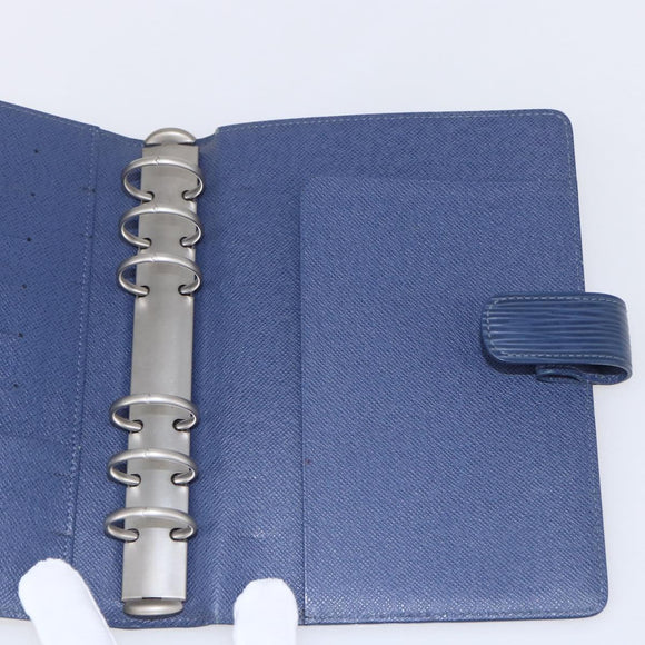 LOUIS VUITTON Epi Agenda MM Day Planner Cover Blue Myrtille R2004G Auth BA6678