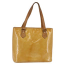 LOUIS VUITTON Monogram Vernis Houston Hand Bag Beige M91004 LV Auth BA6703-1