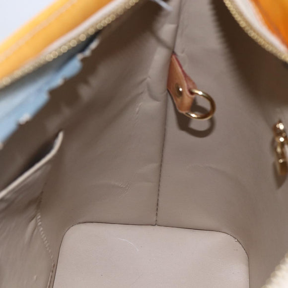 LOUIS VUITTON Monogram Vernis Houston Hand Bag Beige M91004 LV Auth BA6703