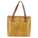 LOUIS VUITTON Monogram Vernis Houston Hand Bag Beige M91004 LV Auth BA6703-13