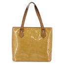 LOUIS VUITTON Monogram Vernis Houston Hand Bag Beige M91004 LV Auth BA6703-2