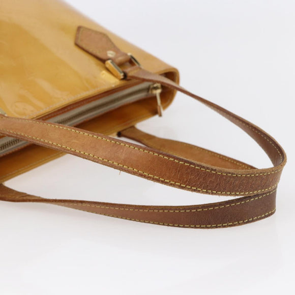 LOUIS VUITTON Monogram Vernis Houston Hand Bag Beige M91004 LV Auth BA6703