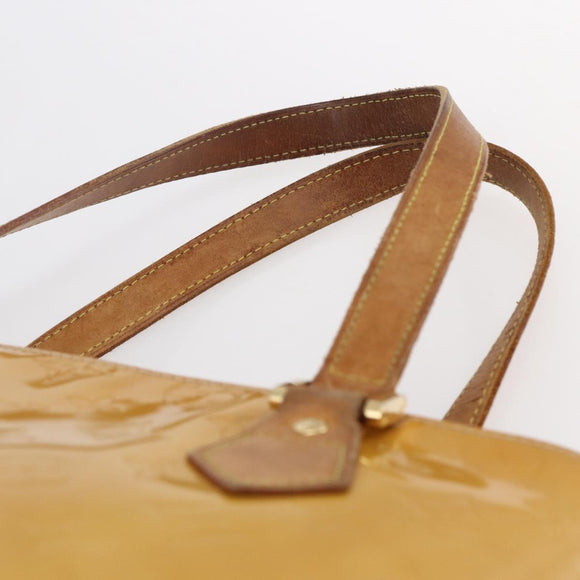 LOUIS VUITTON Monogram Vernis Houston Hand Bag Beige M91004 LV Auth BA6703