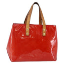 LOUIS VUITTON Monogram Vernis Reade PM Hand Bag Red Rouge M91088 LV Auth BA6708-1