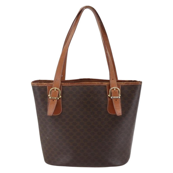 CELINE Macadam Canvas Tote Bag PVC Leather Brown Auth BA6719