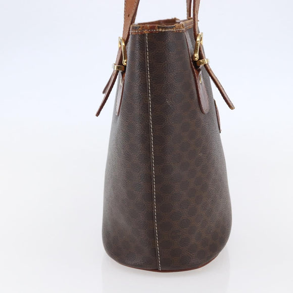 CELINE Macadam Canvas Tote Bag PVC Leather Brown Auth BA6719