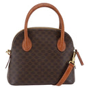 CELINE Macadam Canvas Hand Bag PVC Leather 2way Brown Auth BA6720-1
