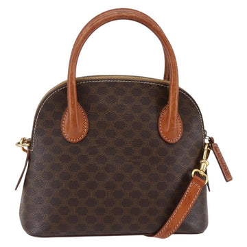 CELINE Macadam Canvas Hand Bag PVC Leather 2way Brown Auth BA6720