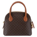 CELINE Macadam Canvas Hand Bag PVC Leather 2way Brown Auth BA6720-13