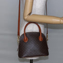 CELINE Macadam Canvas Hand Bag PVC Leather 2way Brown Auth BA6720-23