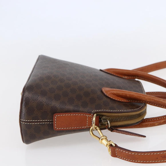 CELINE Macadam Canvas Hand Bag PVC Leather 2way Brown Auth BA6720
