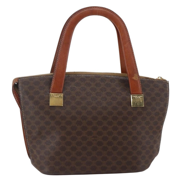 CELINE Macadam Canvas Hand Bag PVC Leather Brown Auth BA6721