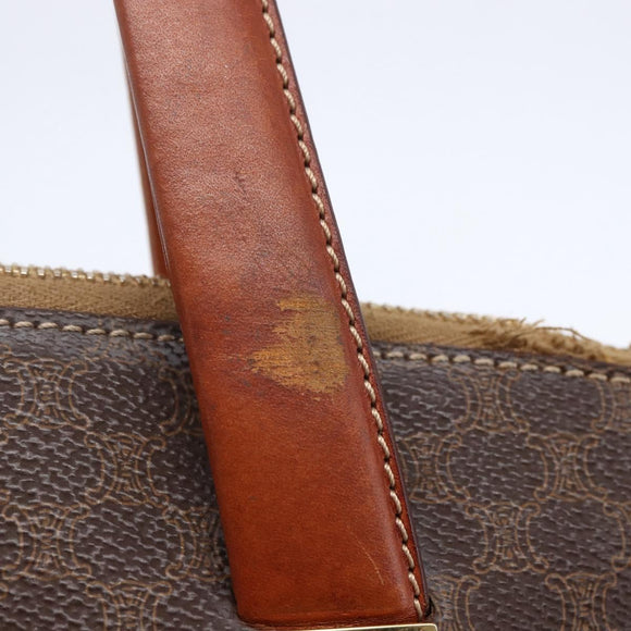 CELINE Macadam Canvas Hand Bag PVC Leather Brown Auth BA6721