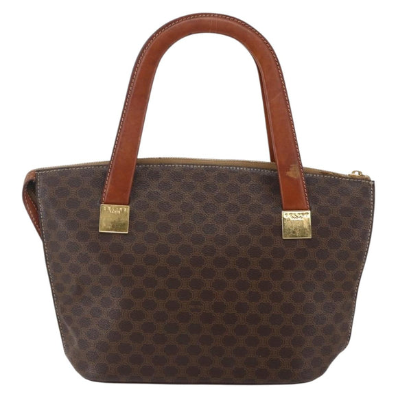 CELINE Macadam Canvas Hand Bag PVC Leather Brown Auth BA6721