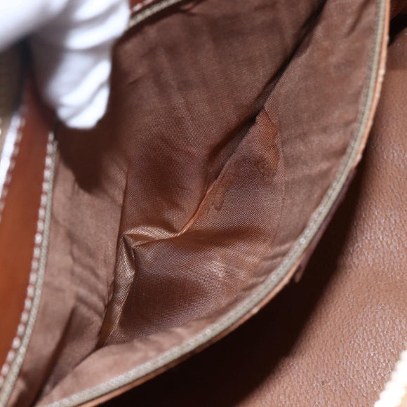 CELINE Macadam Canvas Hand Bag PVC Leather Brown Auth BA6721