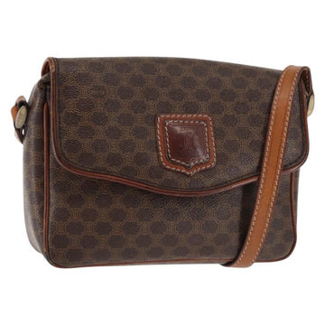 CELINE Macadam Canvas Shoulder Bag PVC Leather Brown Gold Auth BA6722