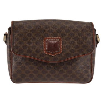 CELINE Macadam Canvas Shoulder Bag PVC Leather Brown Gold Auth BA6722 - 0