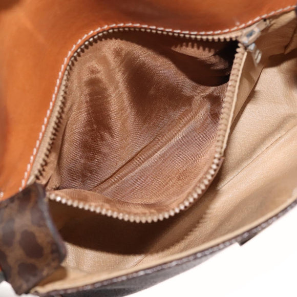 CELINE Macadam Canvas Shoulder Bag PVC Leather Brown Gold Auth BA6722