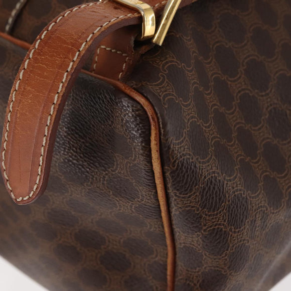CELINE Macadam Canvas Backpack PVC Leather Brown Auth BA6723