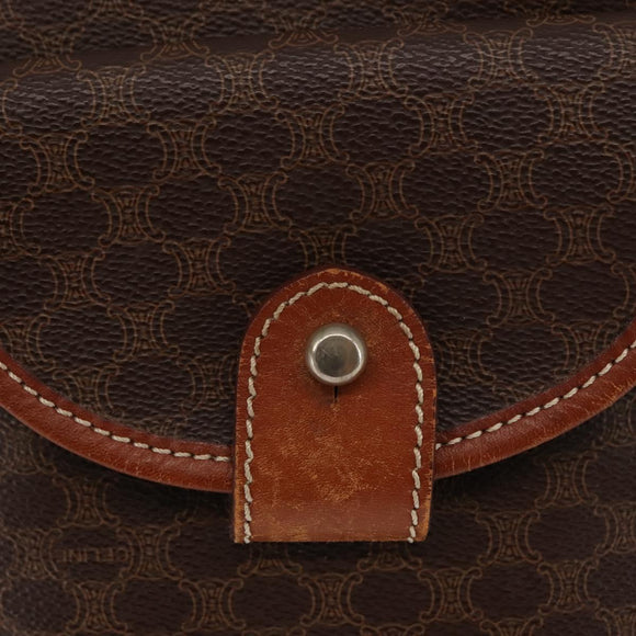 CELINE Macadam Canvas Backpack PVC Leather Brown Auth BA6723
