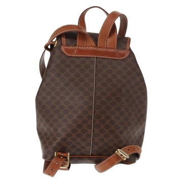 CELINE Macadam Canvas Backpack PVC Leather Brown Auth BA6723 - 0