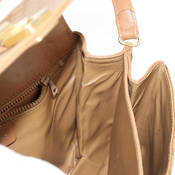 CELINE Macadam Canvas Shoulder Bag PVC Beige Gold Auth BA6724
