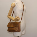 CELINE Macadam Canvas Shoulder Bag PVC Beige Gold Auth BA6724-23