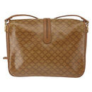 CELINE Macadam Canvas Shoulder Bag PVC Beige Gold Auth BA6724-2