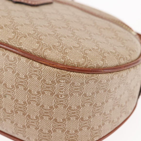 CELINE Macadam Canvas Shoulder Bag PVC Beige Gold Auth BA6725