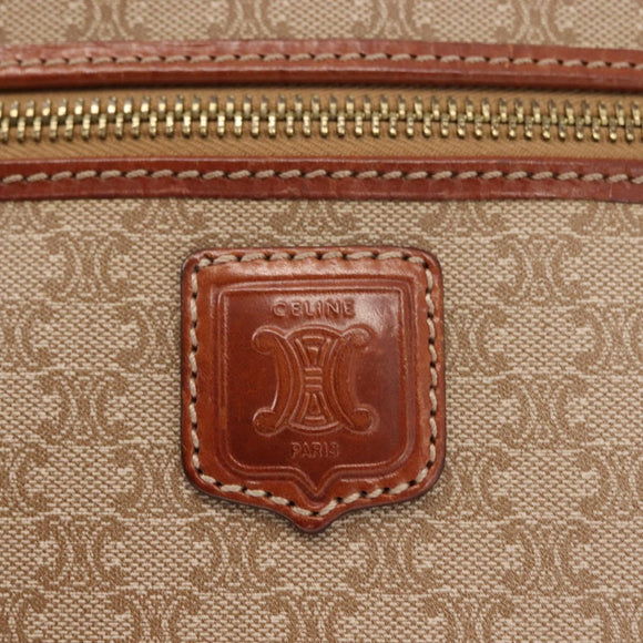 CELINE Macadam Canvas Shoulder Bag PVC Beige Gold Auth BA6725