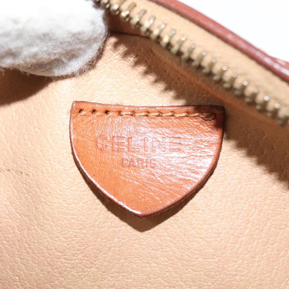 CELINE Macadam Canvas Shoulder Bag PVC Beige Gold Auth BA6725