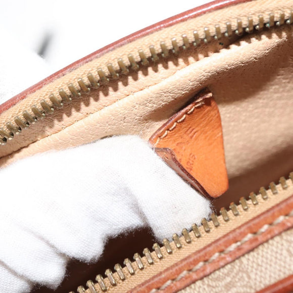 CELINE Macadam Canvas Shoulder Bag PVC Beige Gold Auth BA6725