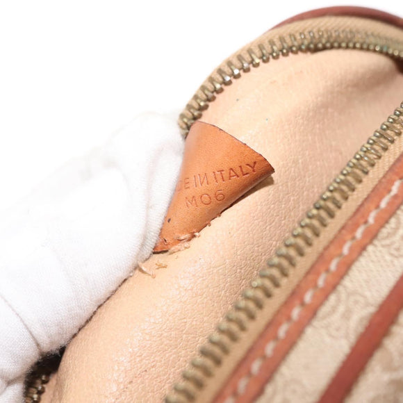 CELINE Macadam Canvas Shoulder Bag PVC Beige Gold Auth BA6725