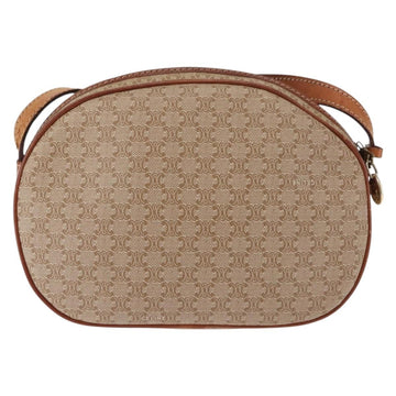 CELINE Macadam Canvas Shoulder Bag PVC Beige Gold Auth BA6725 - 0