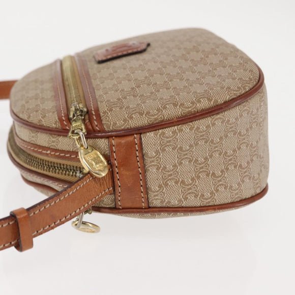 CELINE Macadam Canvas Shoulder Bag PVC Beige Gold Auth BA6725