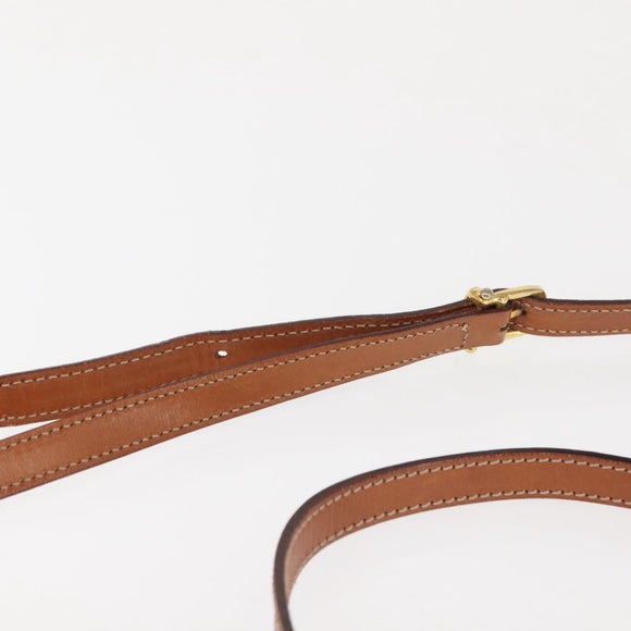 CELINE Macadam Canvas Shoulder Bag PVC Beige Gold Auth BA6725