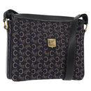 CELINE C Sulky Shoulder Bag Canvas Navy Gold Auth BA6726-1