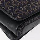 CELINE C Sulky Shoulder Bag Canvas Navy Gold Auth BA6726-14