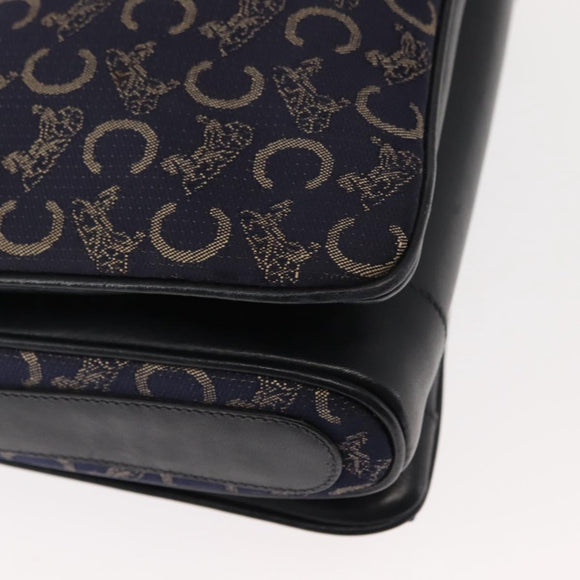 CELINE C Sulky Shoulder Bag Canvas Navy Gold Auth BA6726