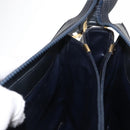 CELINE C Sulky Shoulder Bag Canvas Navy Gold Auth BA6726-21