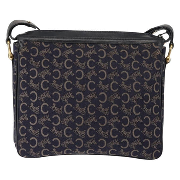 CELINE C Sulky Shoulder Bag Canvas Navy Gold Auth BA6726 - 0