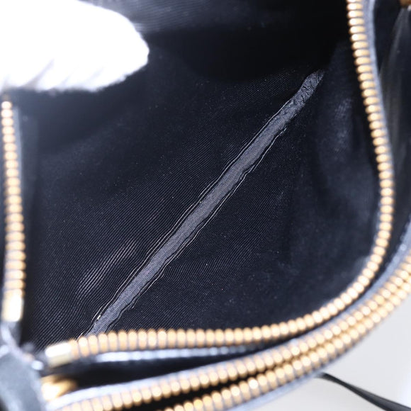 CELINE Trio Small Shoulder Bag Leather Black Gold Auth BA6727