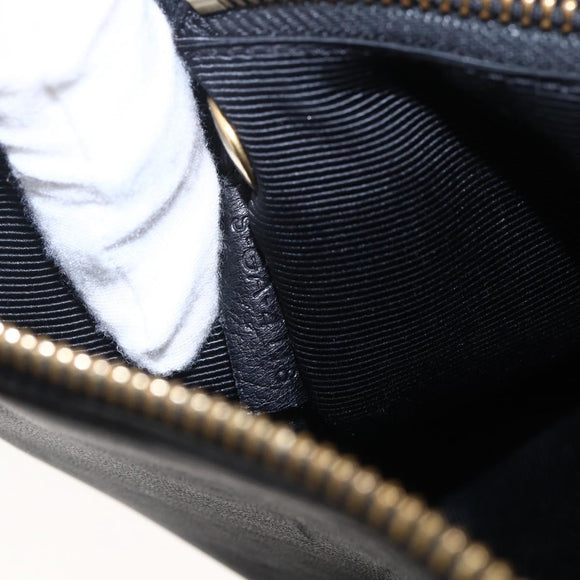 CELINE Trio Small Shoulder Bag Leather Black Gold Auth BA6727