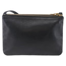 CELINE Trio Small Shoulder Bag Leather Black Gold Auth BA6727-2