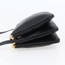 CELINE Trio Small Shoulder Bag Leather Black Gold Auth BA6727-3