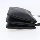 CELINE Trio Small Shoulder Bag Leather Black Gold Auth BA6727-4