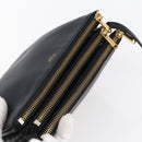 CELINE Trio Small Shoulder Bag Leather Black Gold Auth BA6727-6
