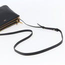 CELINE Trio Small Shoulder Bag Leather Black Gold Auth BA6727-7